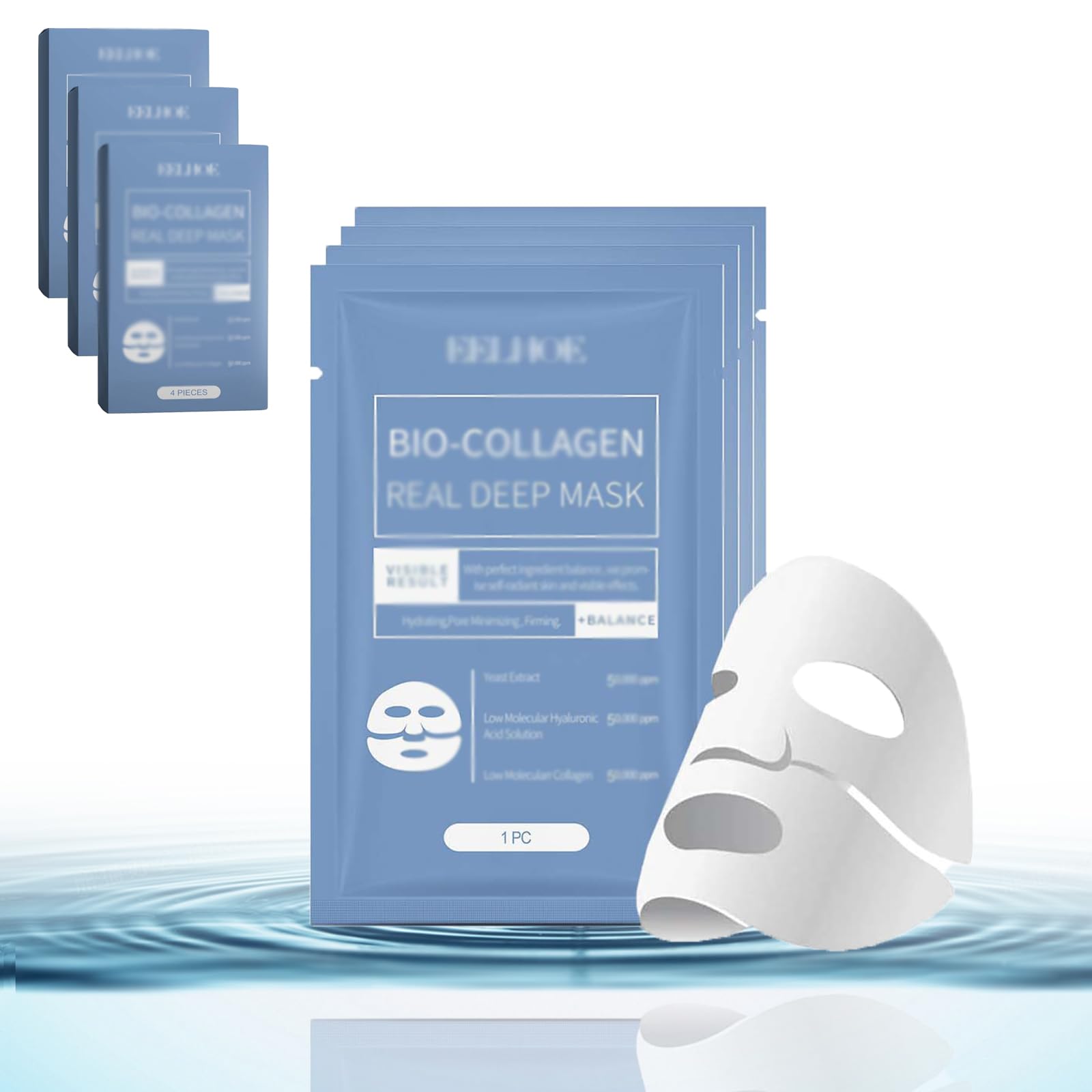 LyoveuBiodance Bio-collagen Deep Hydrating Overnight Mask 4pc/box, Korean Bio-Collagen Mask For Face, Bio-Collagen Real Deep Mask, Collagen Overnight Sheet Mask,Prevent Fine Lines-12pcs