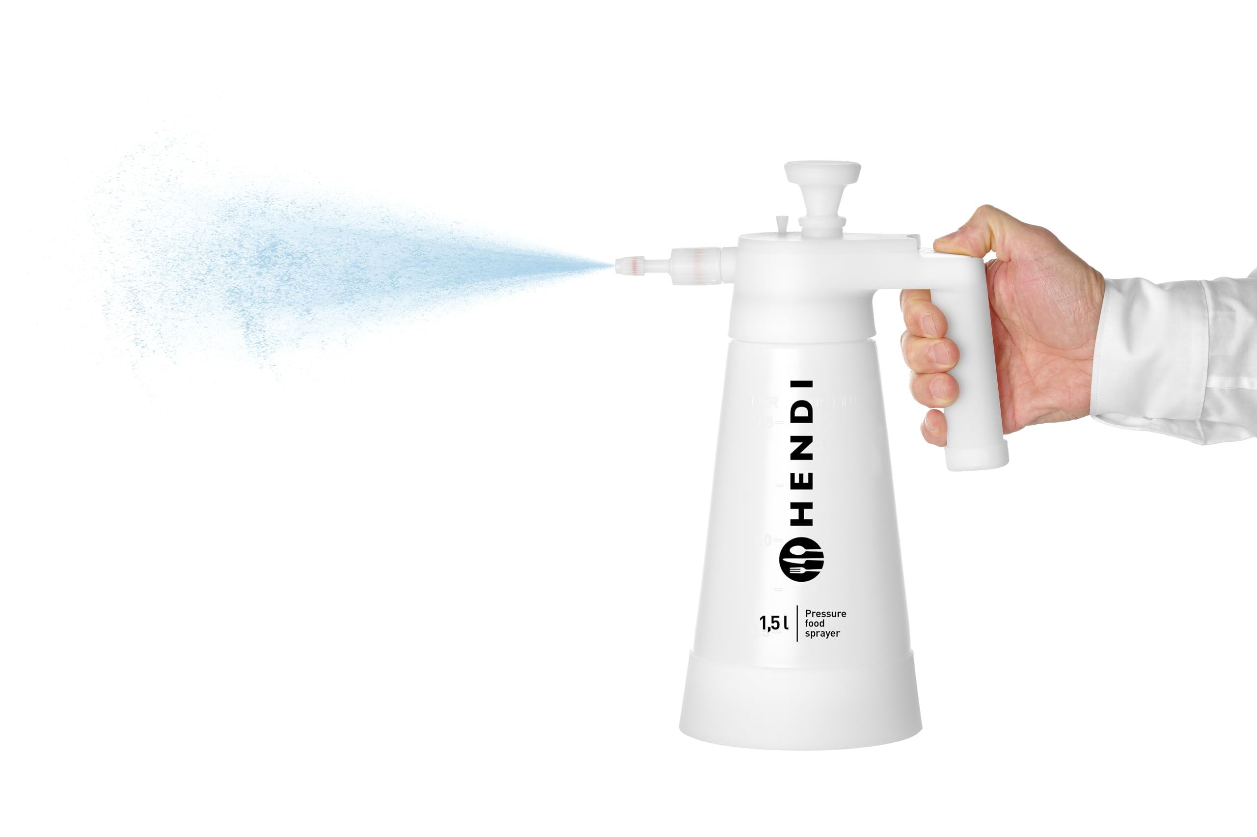 HENDI Pulverizador alimentario a presión, spray difusor atomizador, apto para el contacto con alimentos, para usar con aceites, agua, clara y yema de huevo, saborizantes, boquilla regulable, 1,5L,HDPE