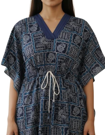 Women's Kaftan Nighty Soft Breathable Cotton Loungewear Stylish Printed Maxi Dress Relaxed Fit Comfort Sleepwear Casual Ho... - Review, Price and Buying Guide