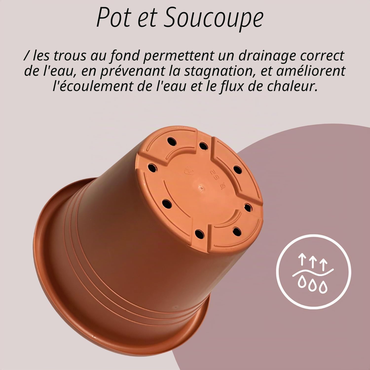 Tomaino - Pot pour Plantes d'Extérieur en Plastique, 2 pièces + Sous-pot de Diverses Tailles pour Intérieur, Maison, Balcon, Orchidée, Avocat, Jardin, Bureau (Ø 40 cm)