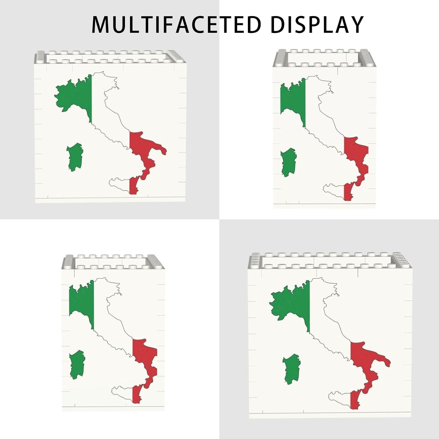 Italian Flag Map Print Uv Print Block Pencil Cup, Detachable Creative Block Desk Organizer Office Abs Pen Holder image 2