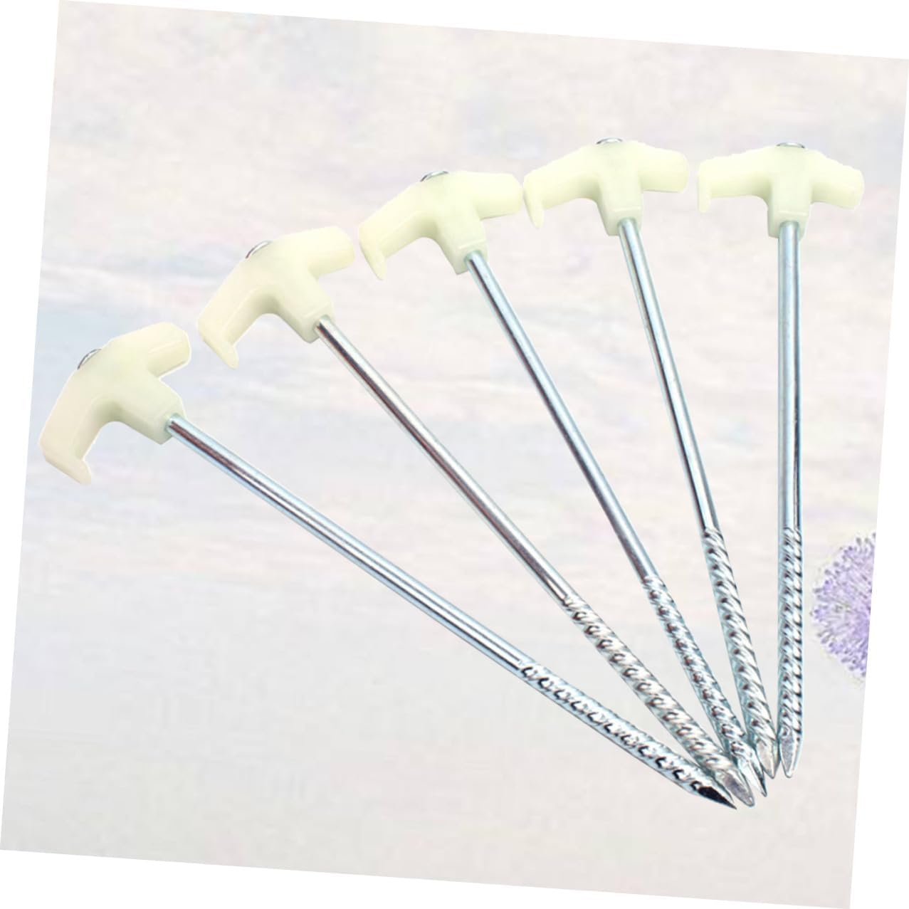 Luxshiny 16pcs 25cm Spiral Tent Stakes Tent Pegs with Plastic Handle Steel Nails White Outdoor Camping Awning Trip Kit for Muddy Snow Ground Use