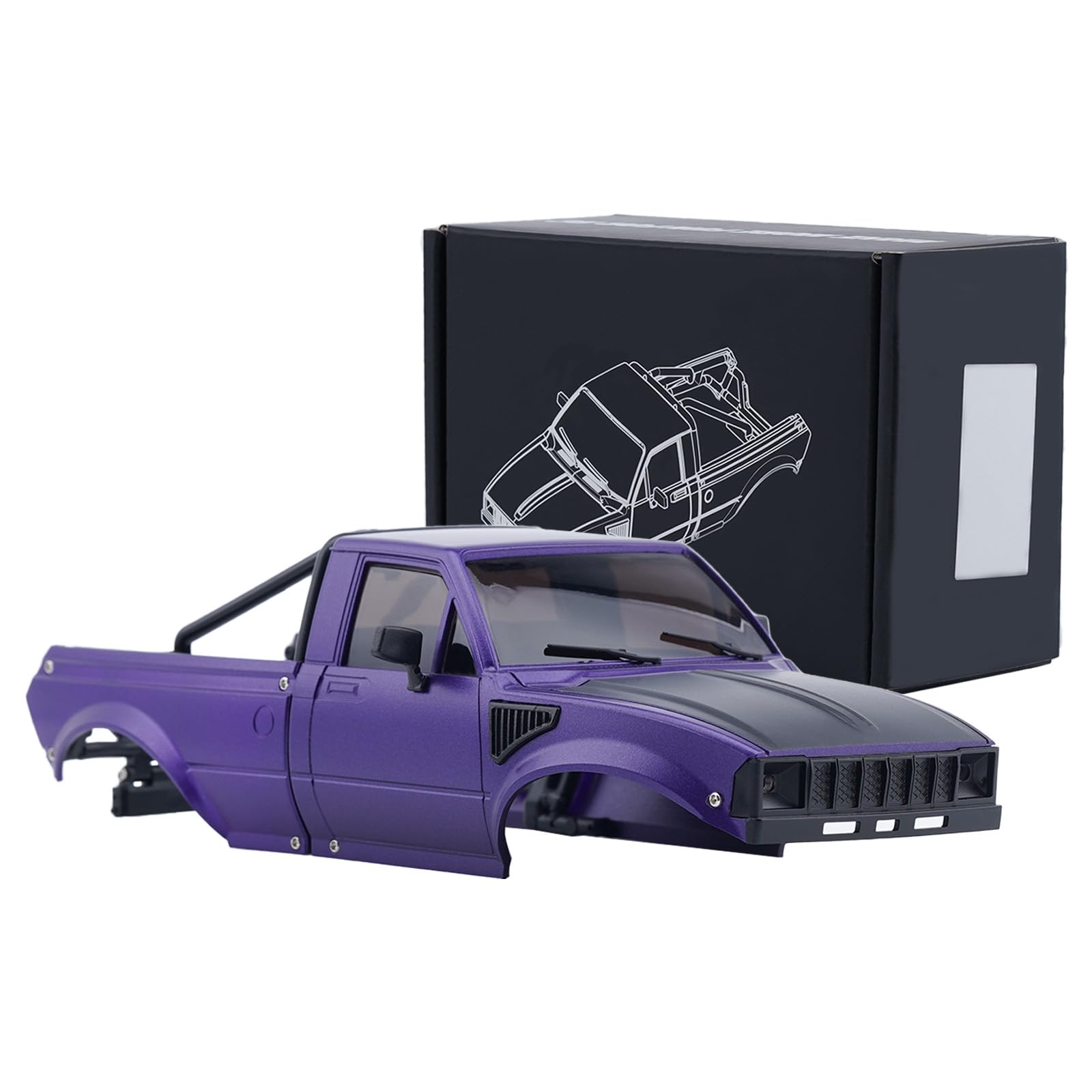 DJX SCX24 Body Shell with Bed Rack for Axial SCX24 C10 Bronco Wrangler Base Camp 1/24 RC Crawler Car (Purple)