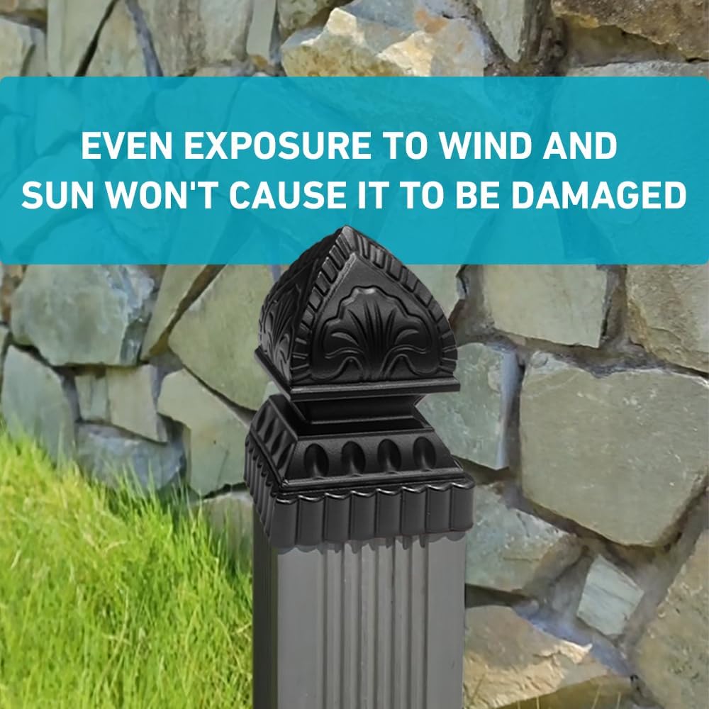 Guardrail Post Cover Cap,Railing Balls Easy Install Banister Balls for Fences Gates (Black Lotus 2P)