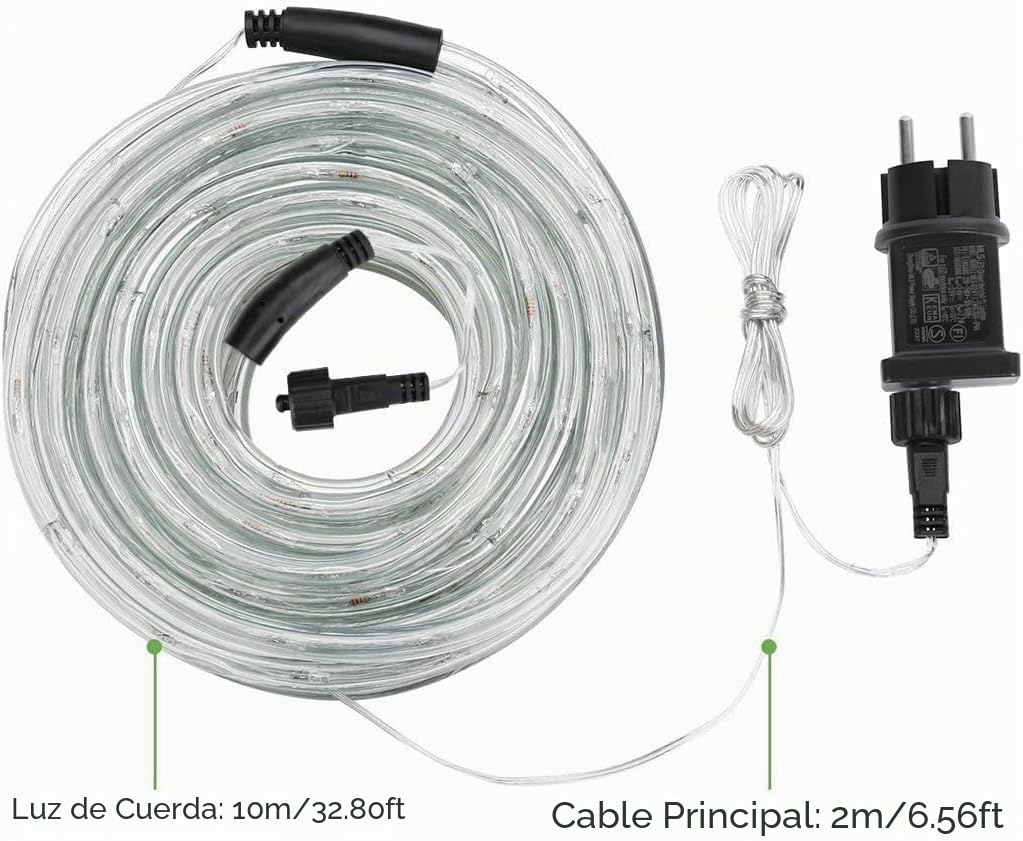 Lighting EVER LE Manguera de Luces Exterior 10m 240 LED, Cadena de luces Blanco cálido con Enchufe, Resistente al Agua para Exterior, Jardín, Césped, Terraza, Patio, Navidad