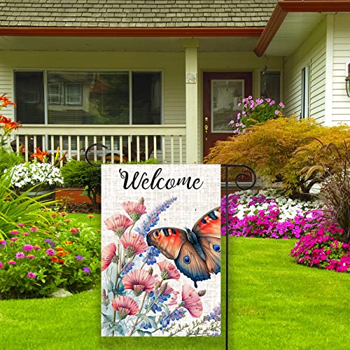 Spring Flowers Garden Flag Butterfly Outdoor Flag Vertical Double Sided Polyester For Farmhouse Yard Outdoor Porch Lawn Decor 12.5 X 18 Inch #TOP4