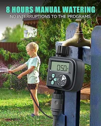 Rainpoint Basic Sprinkler Timer Outdoor, Water Timer With 3 Different Programs, Digital Hose Timer With Hour, Day, Week Auto Watering Mode, Rain Delay/Manual/Automatic Irrigation Timer Single Outlet #TOP5