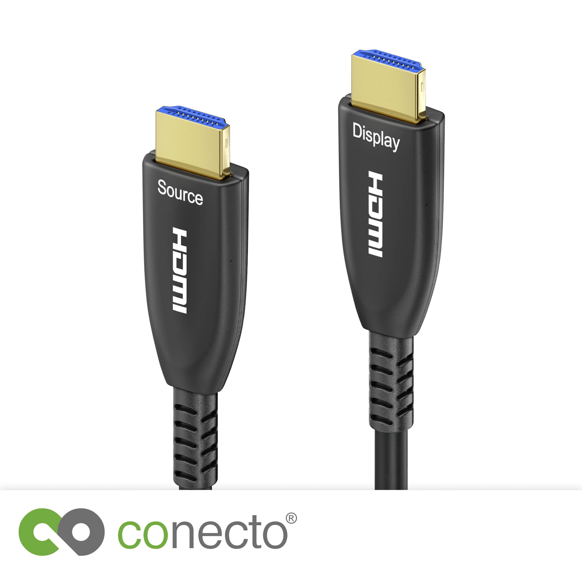 conecto cable extensor active 8K HDMI 2.1 AOC, cable híbrido (fibra óptica/cobre), negro, 50m