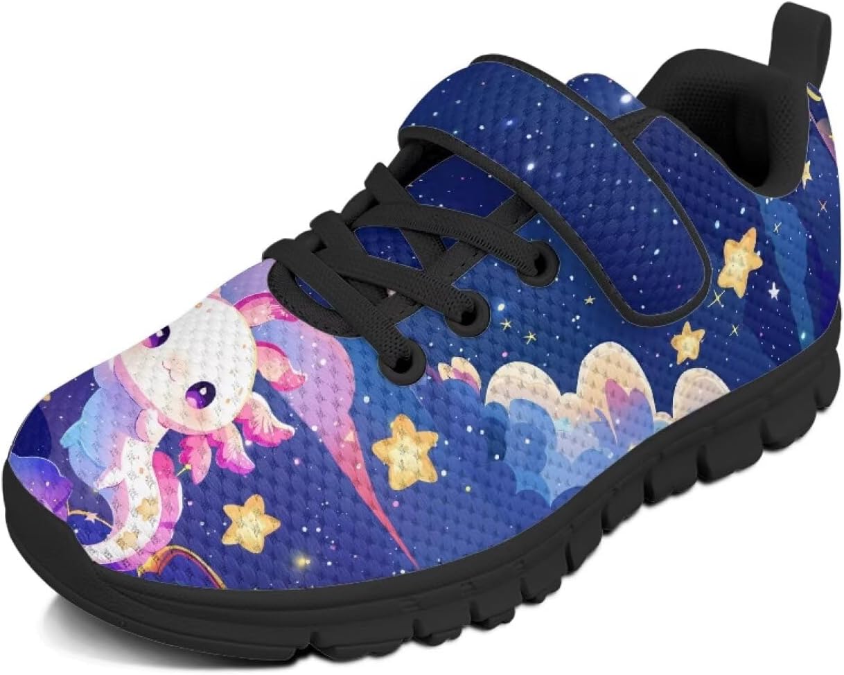 Girls Tennis Shoes Hook and Loop Kids Running Shoes for Outdoor Activities