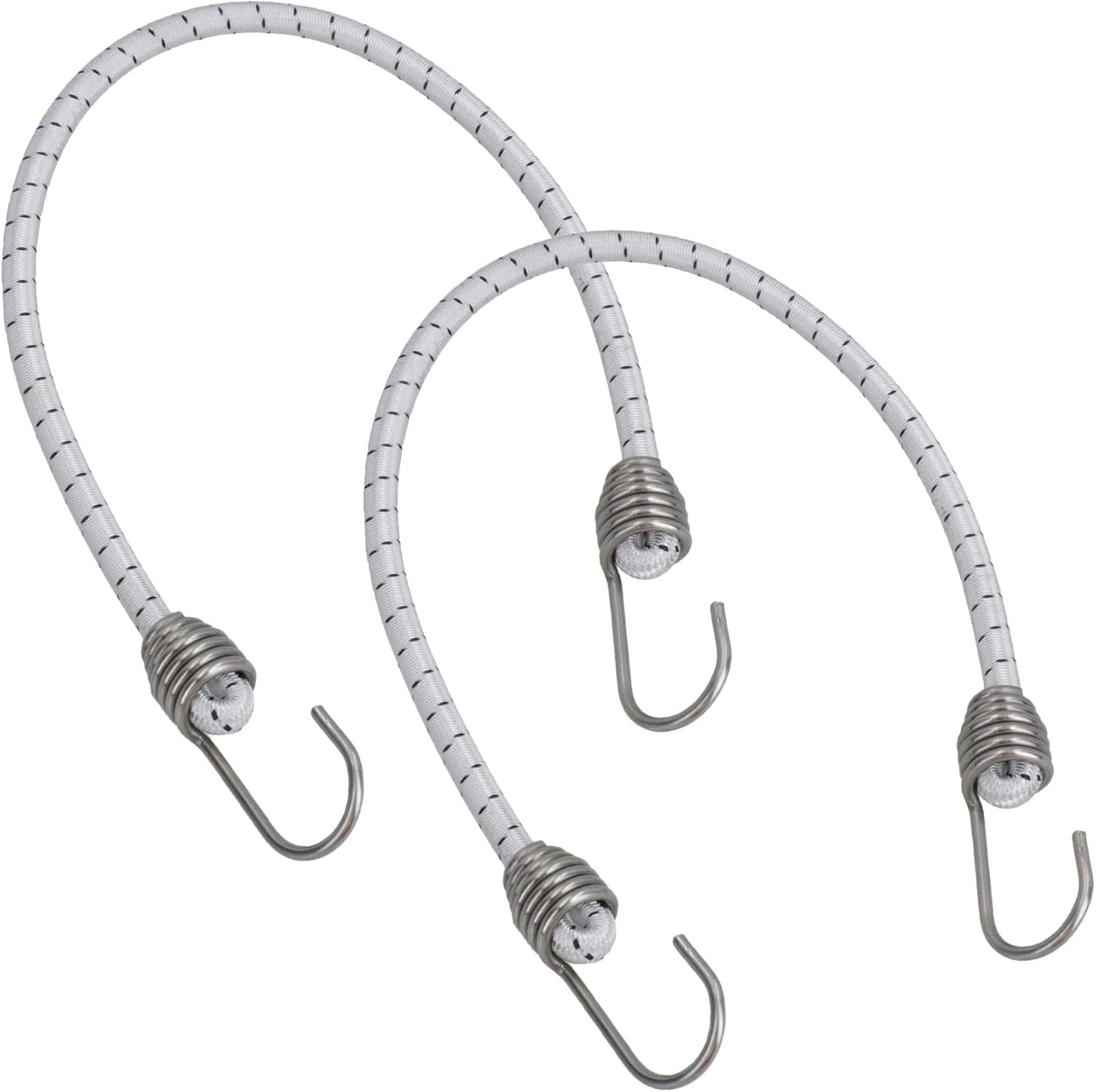2pk 20" Bungee Rope With Stainless Steel Hooks Cords Shock Elastic Marine Boat