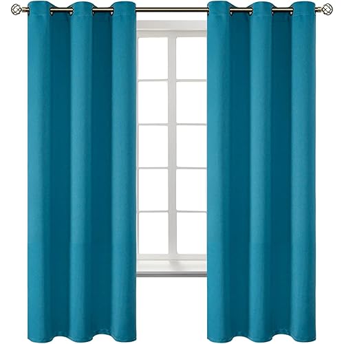 BGment Blackout Curtains - Grommet Thermal Insulated Room Darkening Bedroom and Living Room Curtains, Set of 2 Panels (42 x 63 Inch, Peacock Blue)