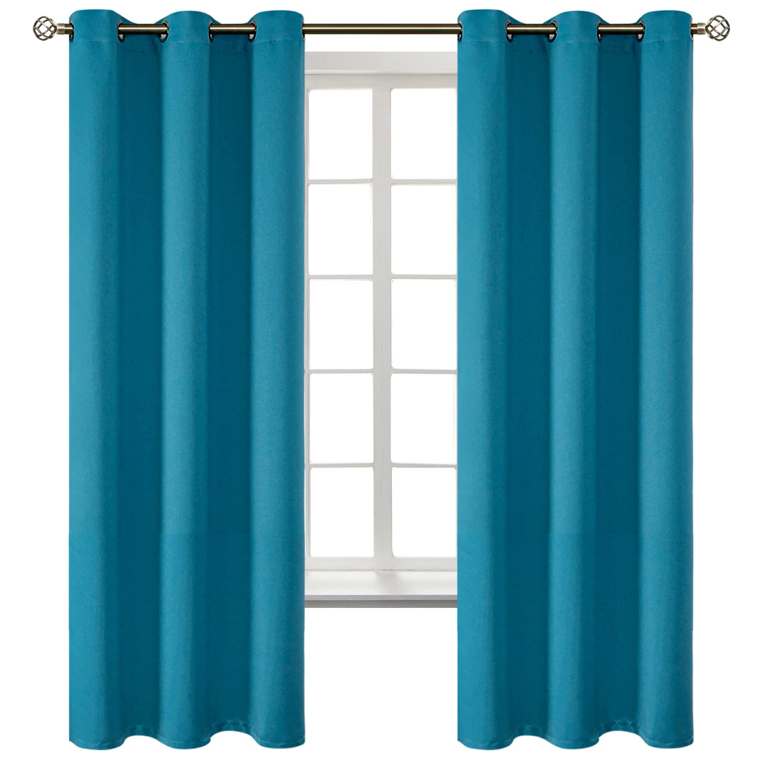 BGment Peacock Blue Blackout Curtains for Bedroom 63 Inch Long - 2 Panels