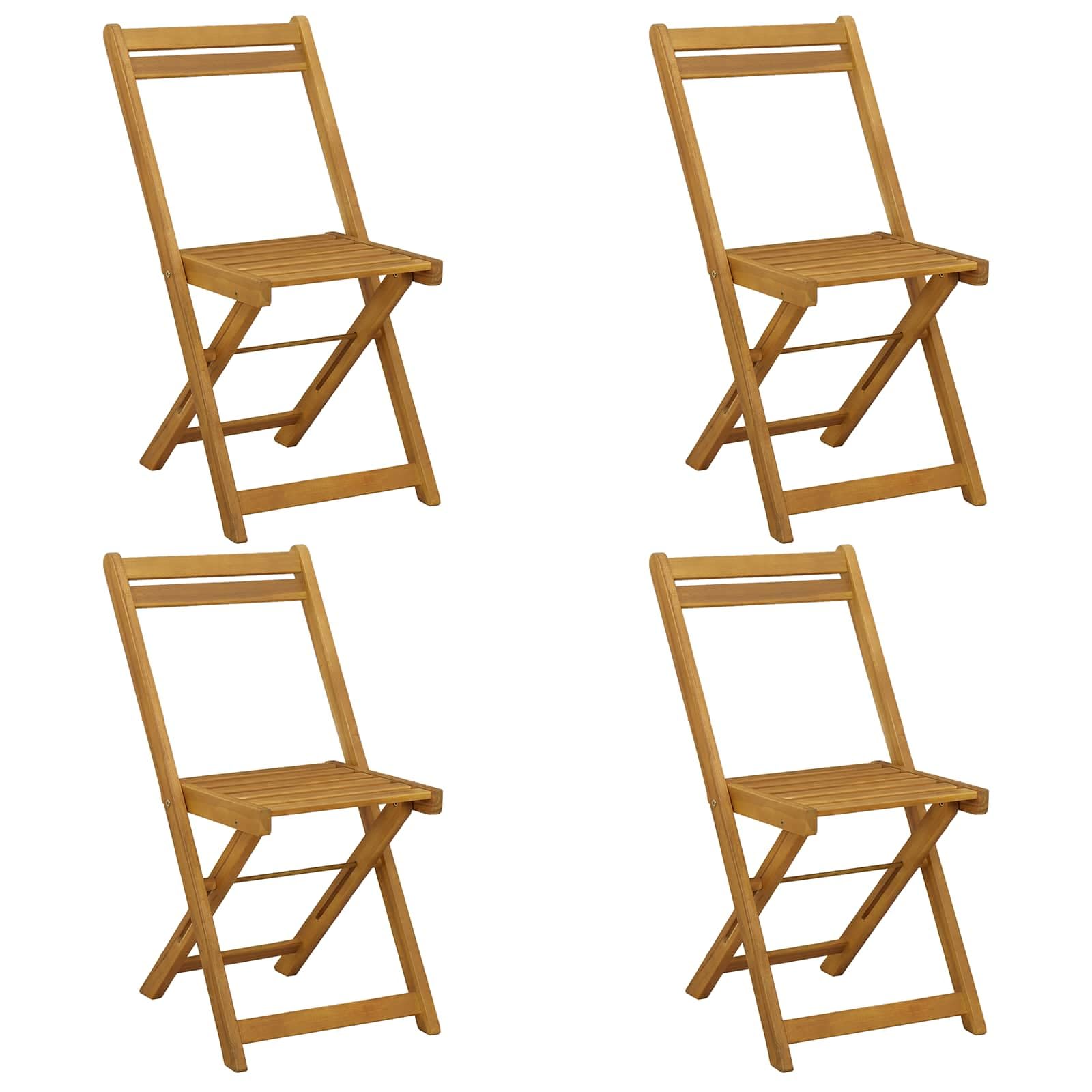 Chaise de jardin pliante en bois d'acacia massif, lot de 4 chaises rustiques huilées