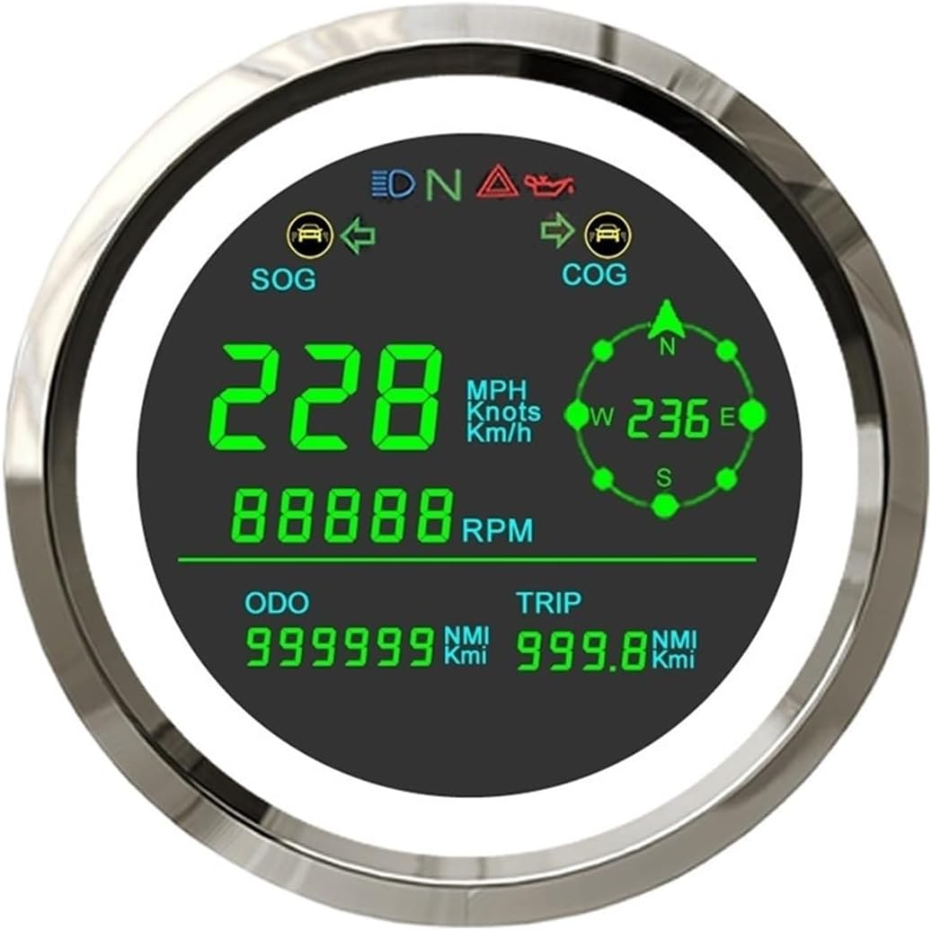 85mm Multi-function GPS Speedometer 0-299km/h MPH Knots Trip Odometer RPM Tachometer For Car Motorcycle With Alarm Turn Digital Speedometers