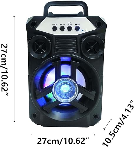 Miniatura 7 de Uscallm Portable Bluetooth Speakers, Bluetooth 5.0 Double WoofersTweeters Wireless Speaker Support USB DriveTF CardAUXFM, Small 3D Stereo Sound