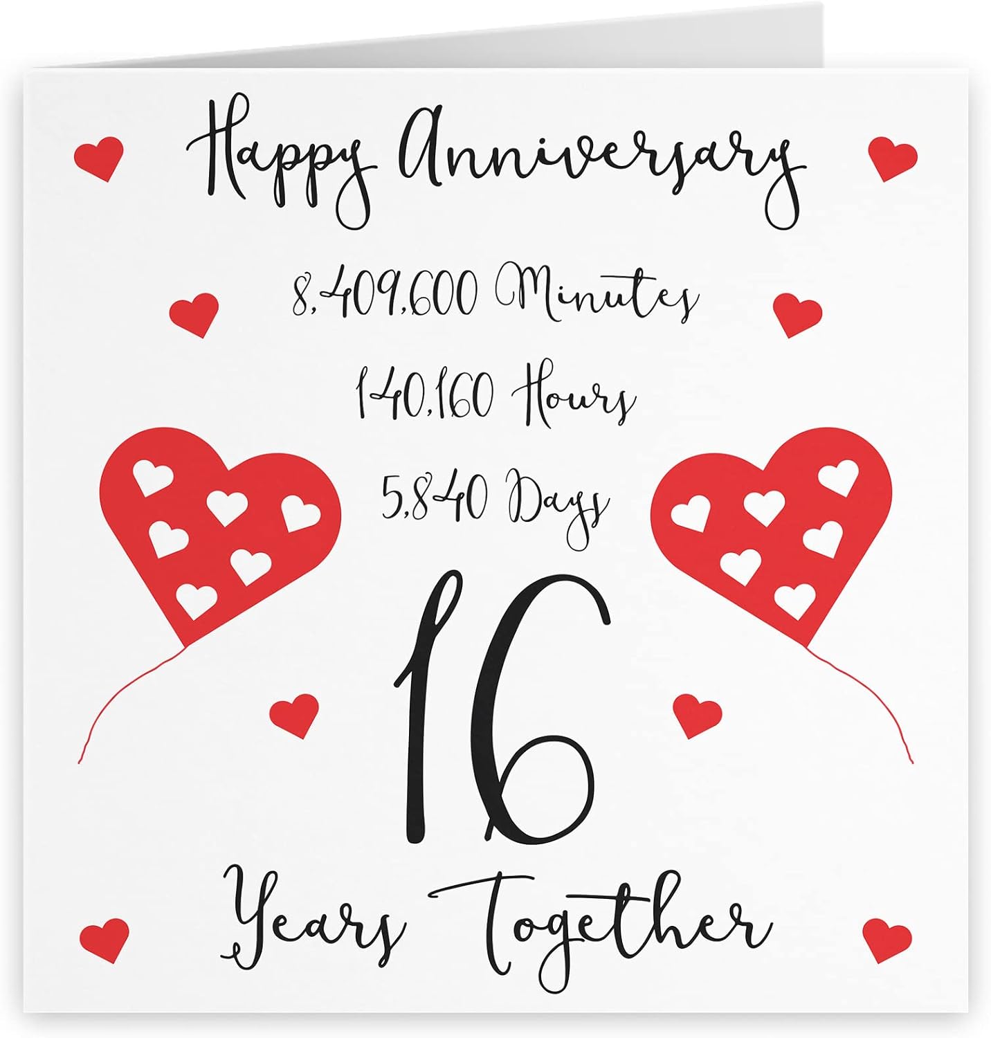 Hunts England, Large 16th Wedding Anniversary Card, 16 Years Together, Happy Anniversary, Timeless Collection, Large - Image 3