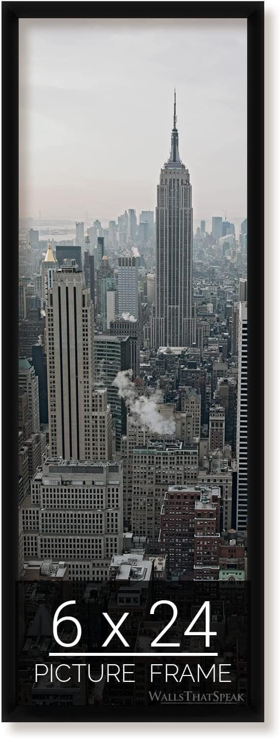 wallsthatspeak 6x24 Black Picture Frame for Puzzles Posters Photos or Artwork