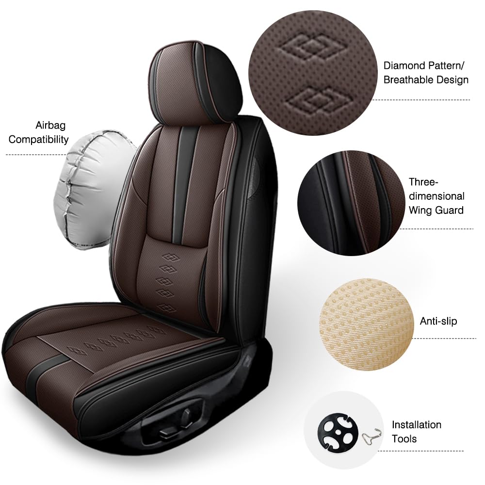 Car Seat Covers for BMW ALPINA B6 Gran Coupe 2015-2018,Waterproof Leather Seat Covers 2-Seats Standard,Interior Accessories with Airbag,Seat Cover Sets for ALPINA B6 Gran Coupe(Black+Coffee)