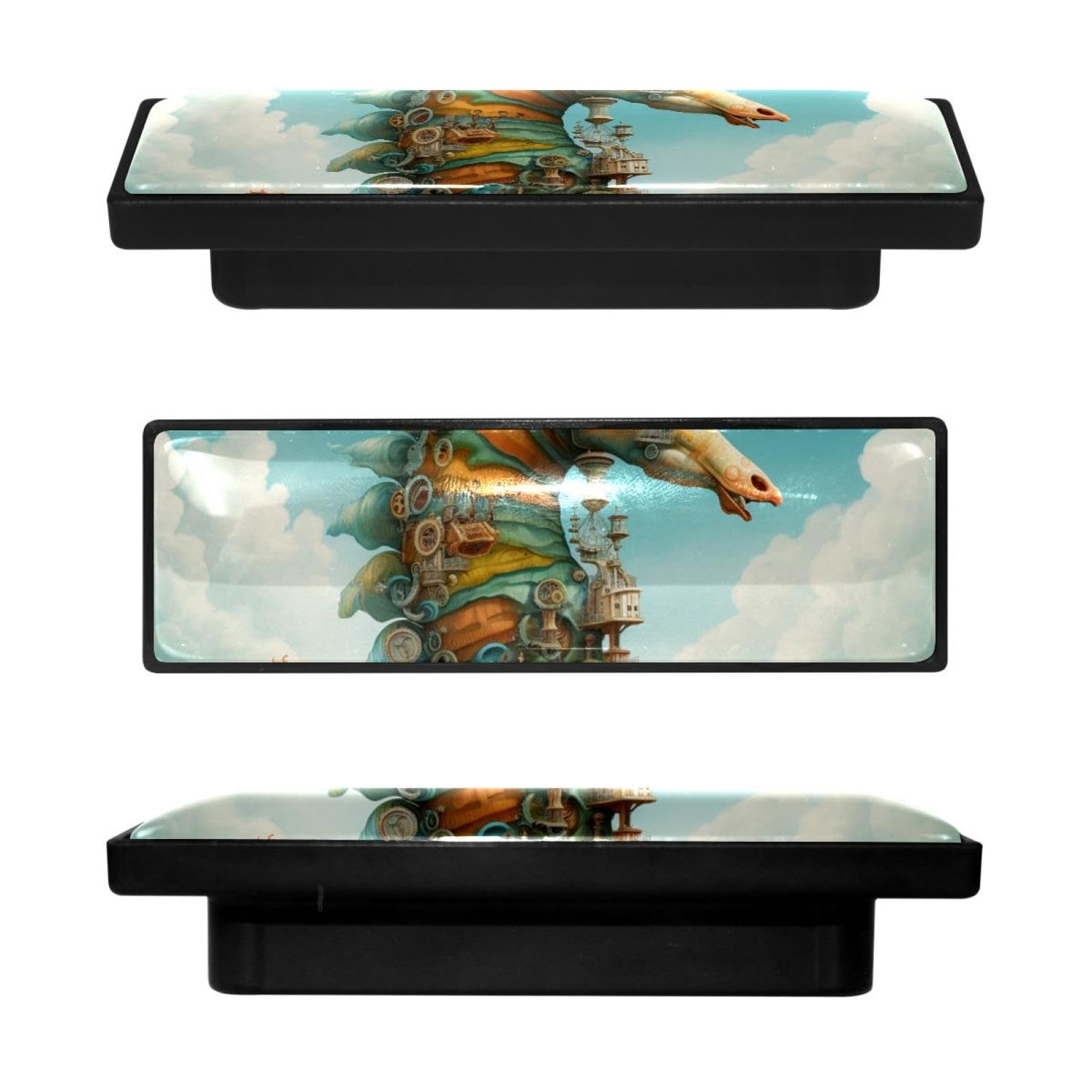 Boutons de placard rectangulaires au design hippocampe abstrait style galerie d'art