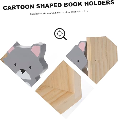 Miniatura 7 de VOSAREA 1 par de sujetalibros de madera antideslizante sujetalibros expositores para libros de resina para el hogar, tapas de libros de cuentos de