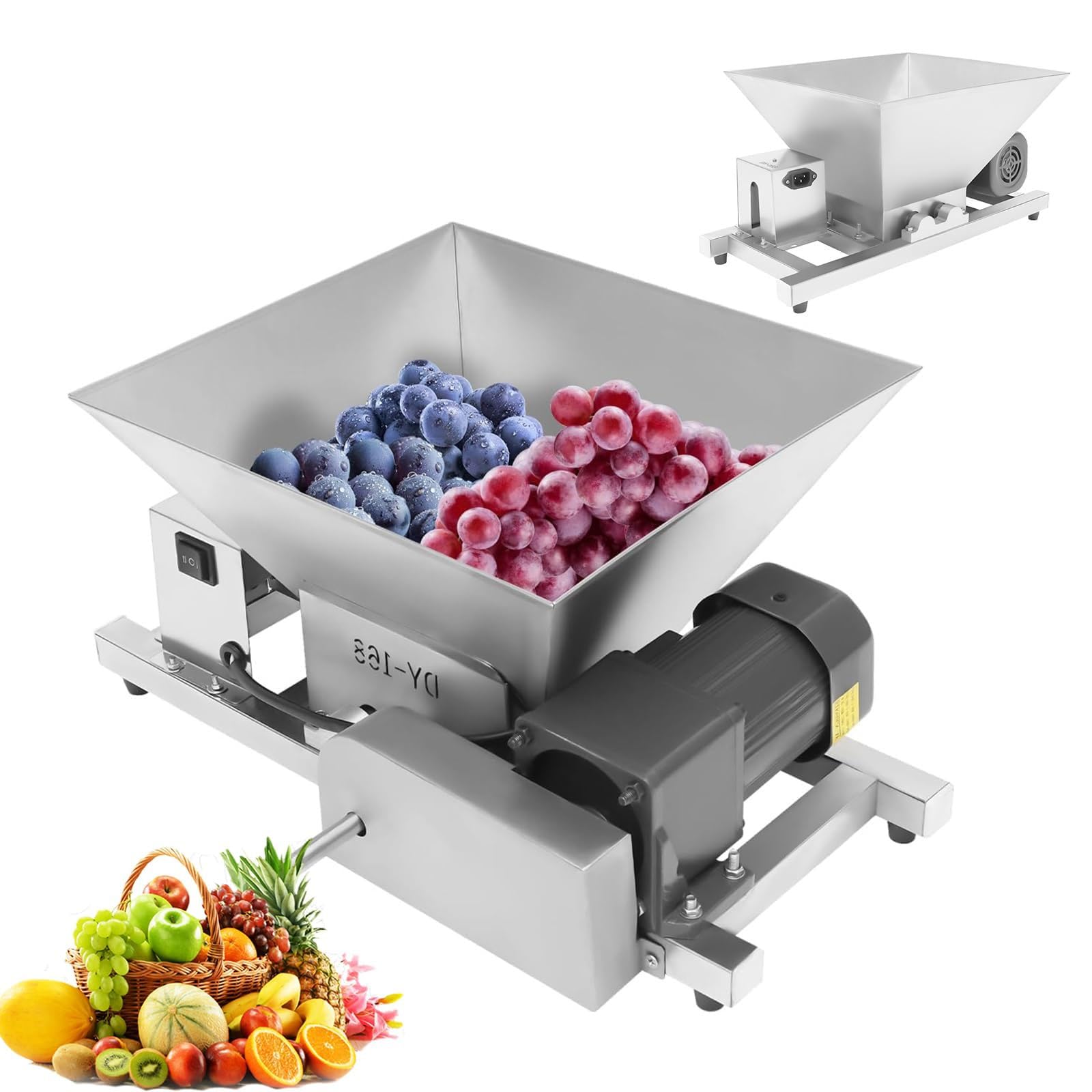 Broyeur à raisins et pommes électrique puissant avec débit rapide de 20 kg/h