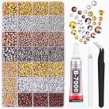 20000Pcs Metallic Rhinestones for Bedazzling with 1Pcs B7000 Jewelry Glue, Resin Rhinestones for Crafting Crafts DIY, Bedazzler Kit Gems for Clothing Shoes Tumblers Nail Art Assorted Size 3/4/5/6mm