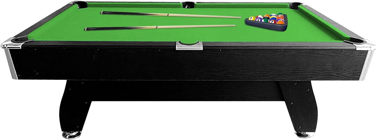 MDF 7FT Pool Snooker Billiard Table with Accessories - Green Felt