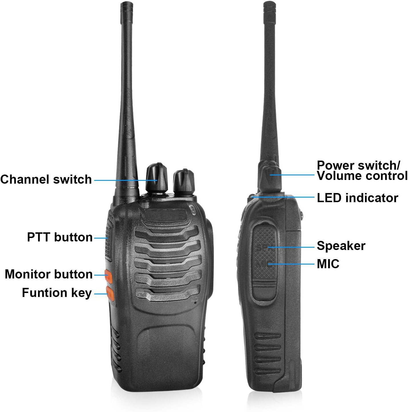 Baofeng BF-888S Walkie Talkies Long Range for Adults with Earpieces,16 Channel Walky Talky Rechargeable Handheld Two Way Radios (6 Pack)