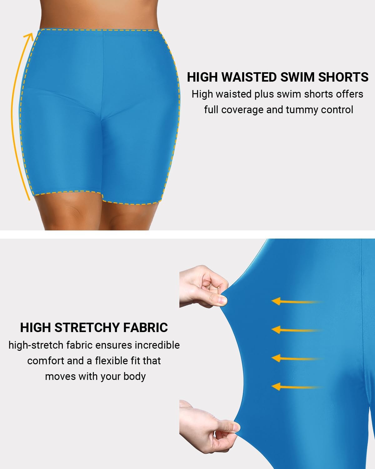 Aqua Eve Plus Size Swim Shorts Women Tummy Control Swimsuit Bottoms High Waisted Bikini Bottom