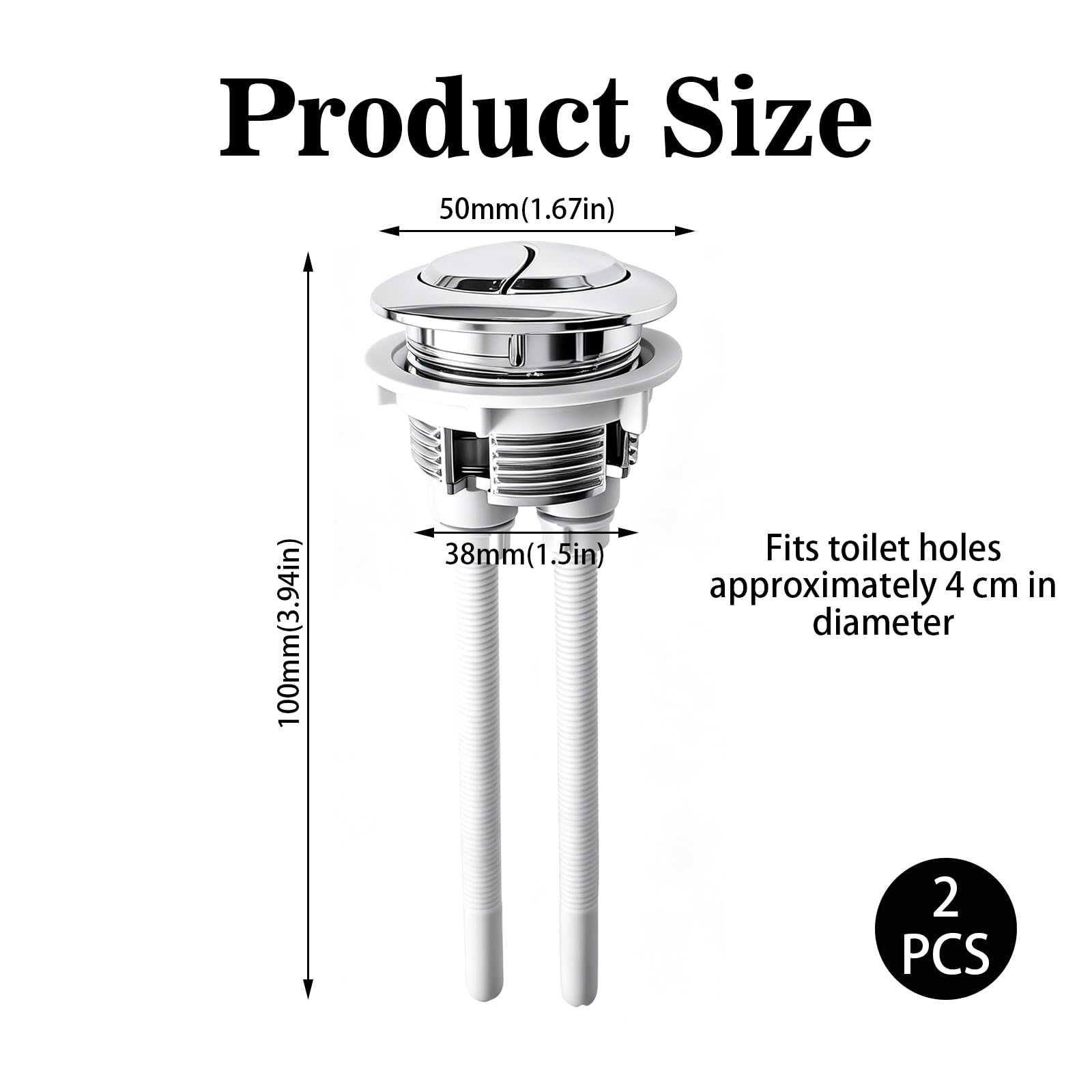 Botones de repuesto de doble descarga para WC 38 mm – Universal para tapas 37-44 mm, acero inoxidable