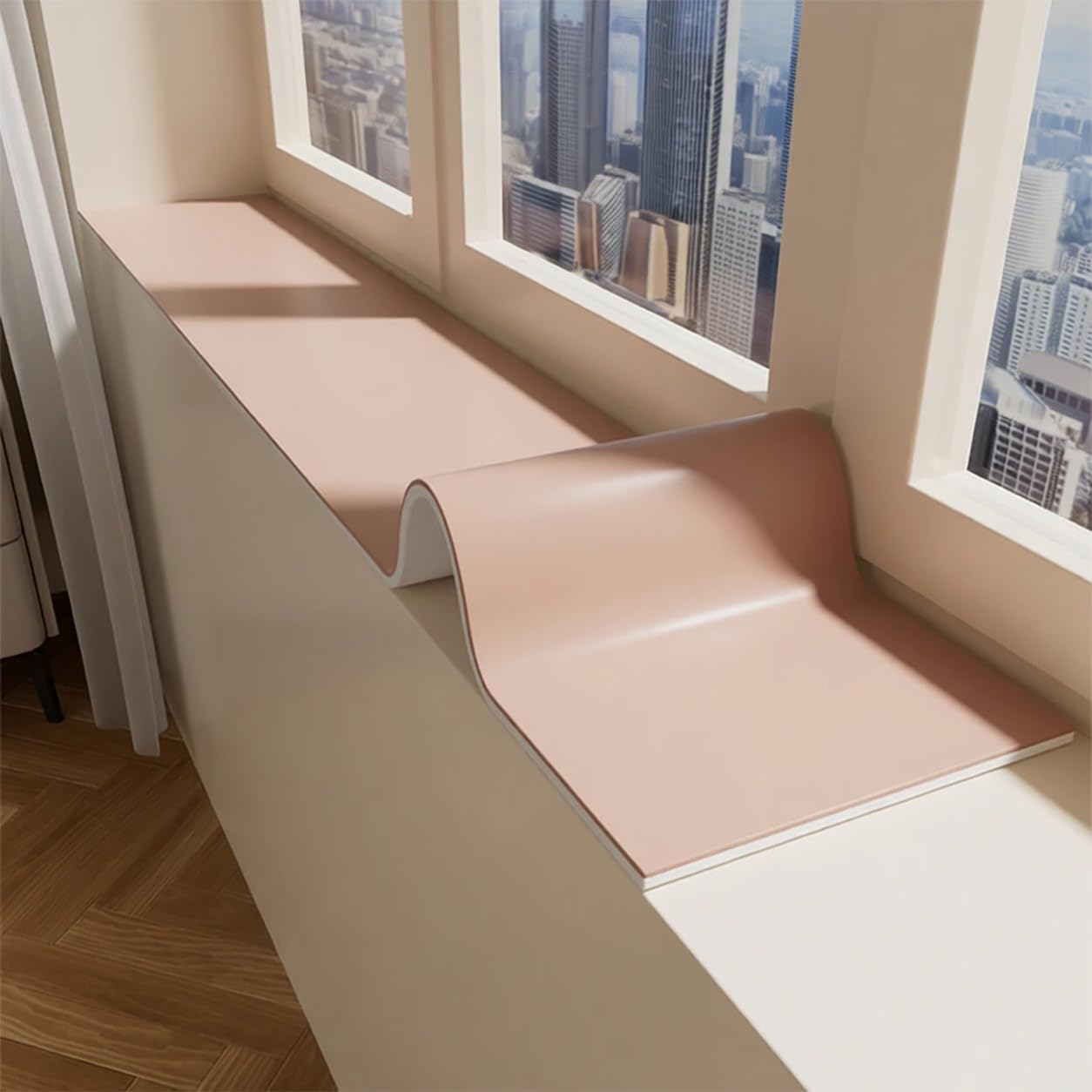 YSPZDQ Window Sill Cover 3.5mm Thick, Heat & Water Resistant Window Cill Cover/Protector, Silicone Non-Slip Mat, Window Seat Cushion for Narrow Sills & Bay Windows(Pink,100x25cm)