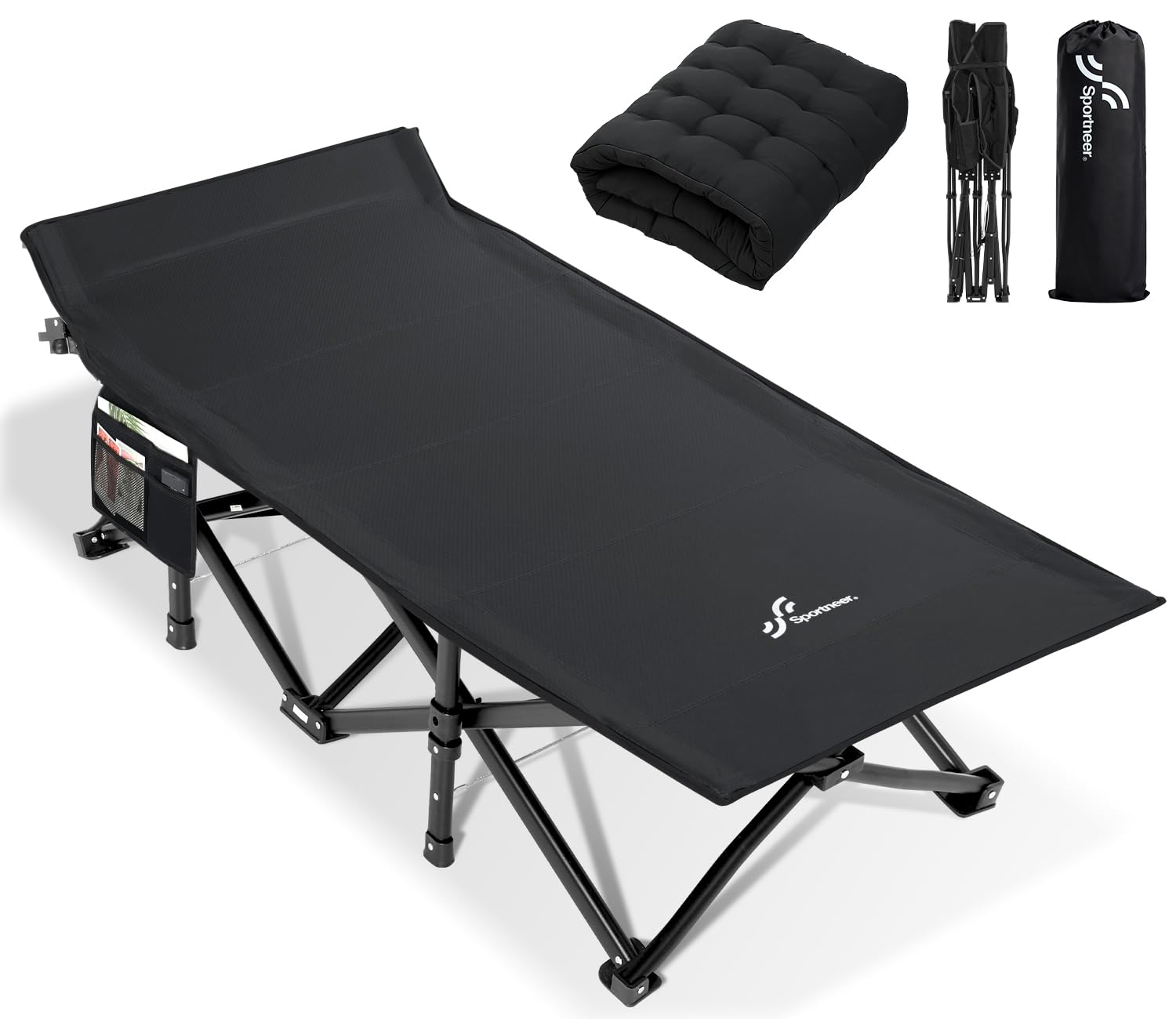 lit de Camp avec Matelas pour Adultes, 71/81cm lit de Camp Pliable 1 Personne Charge Jusqu'à 204 Kg pour Camping, Les Voyages, la Maison, Jardin