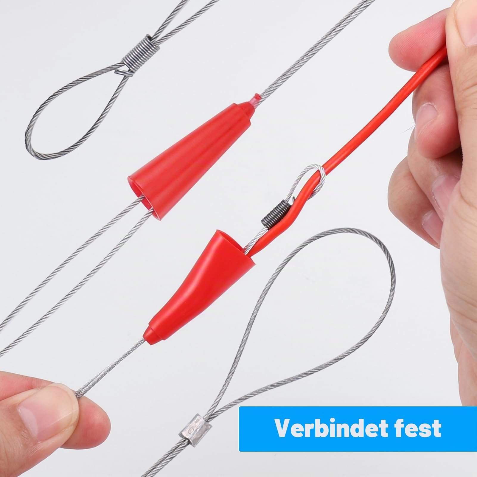 Zocipro φ4,5mm/30m Kabeleinziehhilfe Einziehspirale Zugdraht, mit 2 Führungsfeder und 2 Kabelbinder,Einziehband Kabeleinzug Einziehhilfen in ideales Einzugsband zur Kabelverlegung Leerrohre, Grün