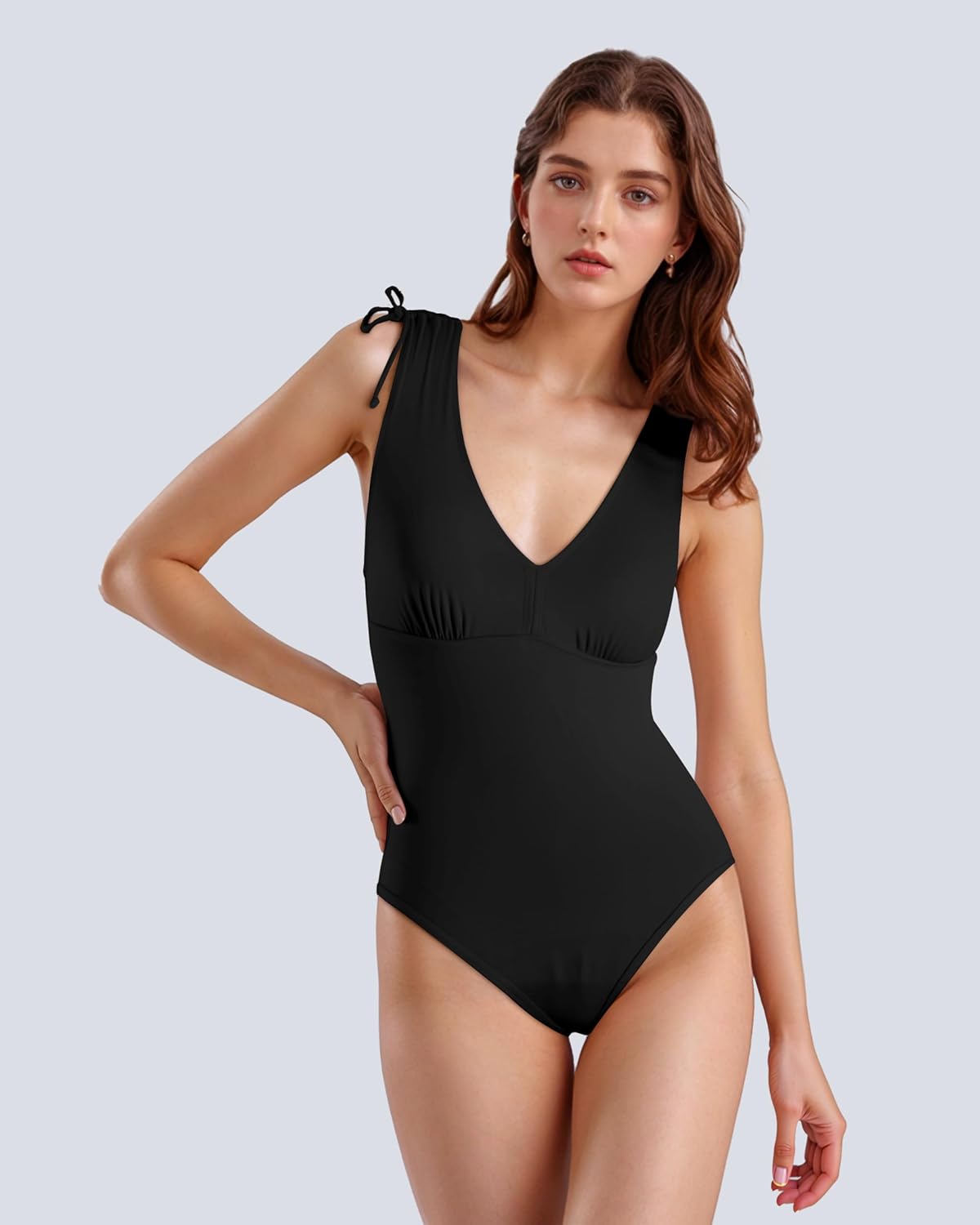 Period Swimwear One Piece Leakproof Swimsuit Menstrual Tummy Control Plunge V Neck Bathing Suit for Teens Girls