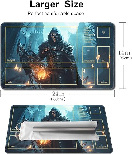 Miniatura 2 de MTG Playmat - Impresión antideslizante en la parte trasera, ideal para entusiastas de los juegos de cartas, tapete de juego TCG (esqueleto de