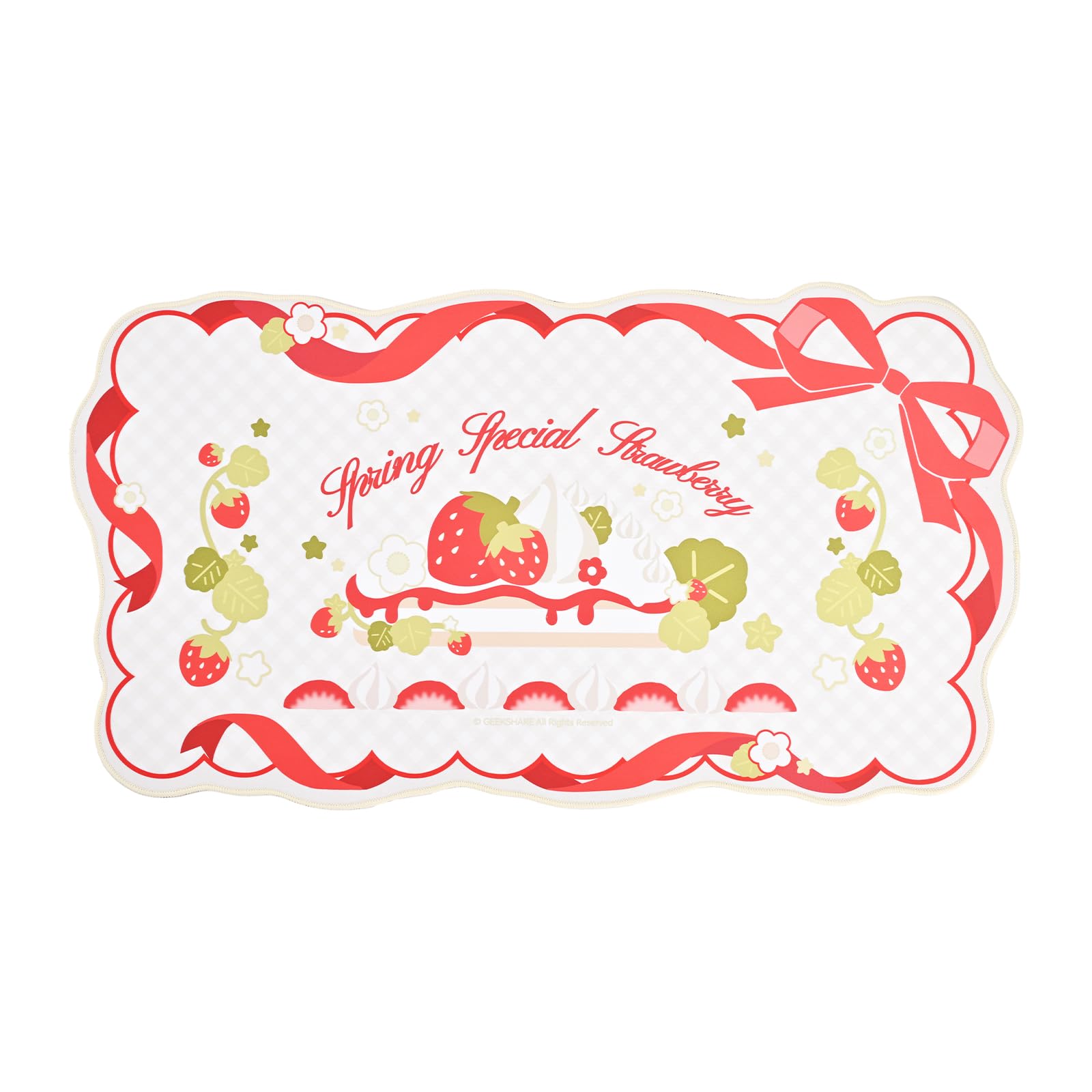 GeekShare Mouse Pad with Stitched Edge, Non-Slip Rubber Base Large Gaming Mouse Pad, Cute Washable Mousepad for Gaming Home Office Work - Strawberries with Cream