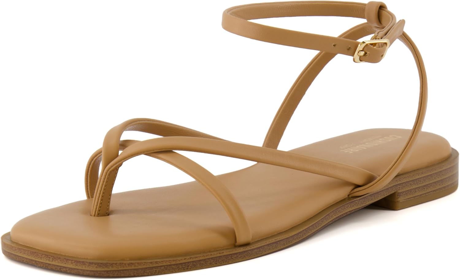 CUSHIONAIRE Women's Vida strappy flat sandal +Memory Foam and Wide Widths Available