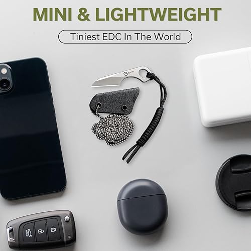 Miniatura 8 de CIVIVI Gramis Mini cuchillo de cuello de hoja fija para EDC, acero sueco 14C28N, con funda Kydex con cadena y cordón C23004-1
