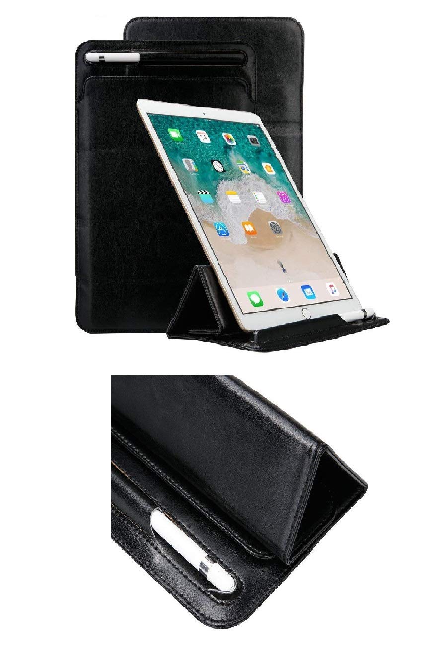Realtech Leather Sleeve Case with Pencil Holder - Portable Carrying Protective Bag Pouch Ultra-Thin Trifold Stand Cover for Samsung Galaxy Tab S2 9.7 2015 (SM-T810/T815) (Black Color)