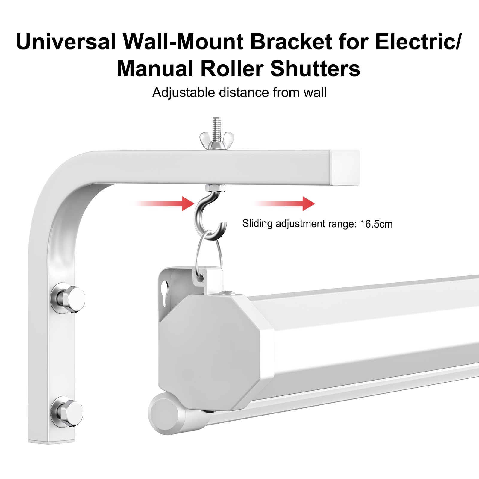 WASJOYE 2 Stück Beamer Leinwand Wandhalterung L-Klammern,16,5 cm verstellbare Verlängerung mit Haken Heimprojektor und Filmleinwände Tragkraft bis zu 20 kg, weiß