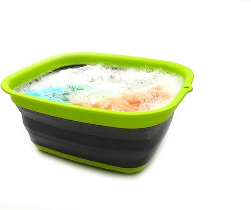 Miniatura 7 de SAMMART Juego de 2 tinas de plástico plegables de 7.7 L (2 galones) y escurridor de platos plegable de 8 litros (2.11 galones) con escurridor, juego