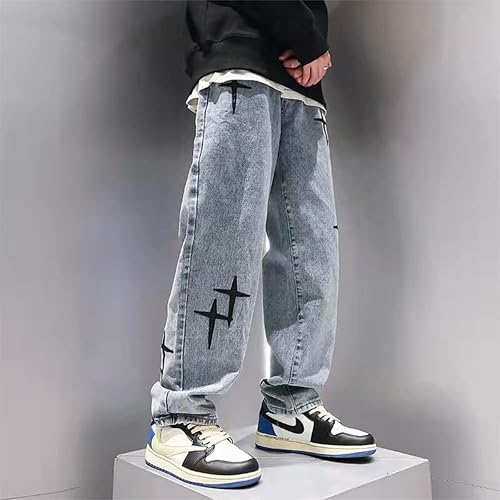 Miniatura 4 de KCLOT Jeans rectos estilo hip hop para hombre, de pierna ancha, estilo de los años 90
