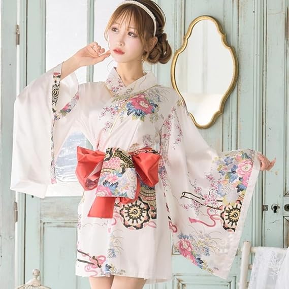 Amazon.co.jp: [LoveRich] ラブリッチ サテン和柄花魁ミニ着物