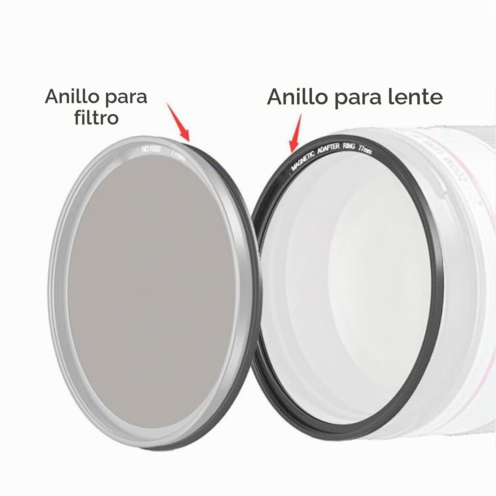 Adaptador de Anillo de Filtro Magnético de 77 Mm, Anillo Adaptador de Filtro de Lente de Cámara de Aleación de Aluminio Liviano con Instalación Simple