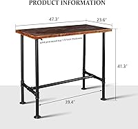 Vista 3 de Diwhy Mesa de comedor de tubería de diseño industrial DIY, mesa de comedor informal para bar, mesa para computadora portátil, estudio moderno, mesa
