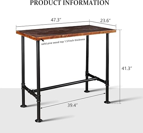 Miniatura 3 de Diwhy Mesa de comedor de tubería de diseño industrial DIY, mesa de comedor informal para bar, mesa para computadora portátil, estudio moderno, mesa