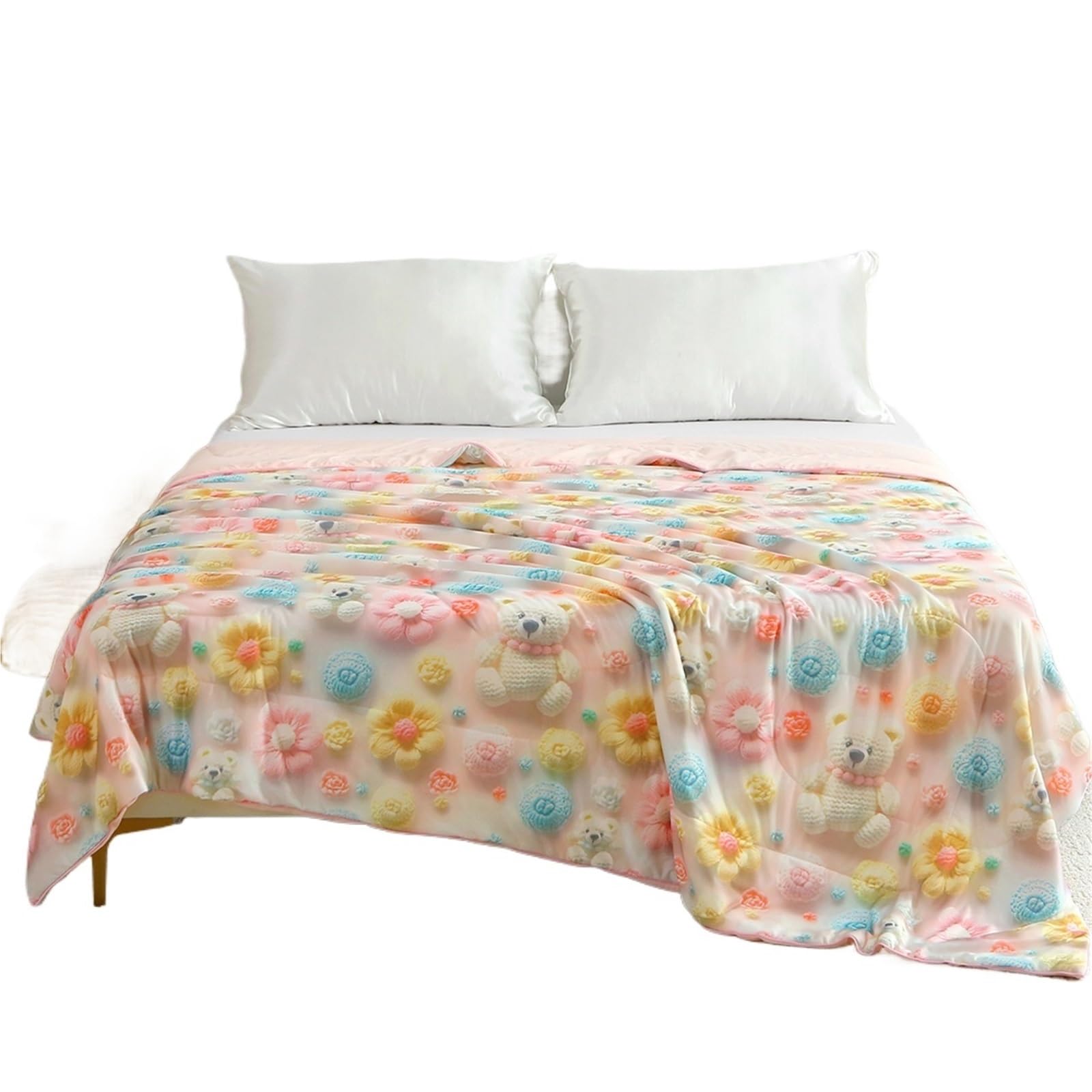 EBzvblxm Cooling Blanket for Summer, Cooling Blanket Pink Multiple Sizes Lightweight Print Summer Quilt for Hot Sleepers(135x200cm)