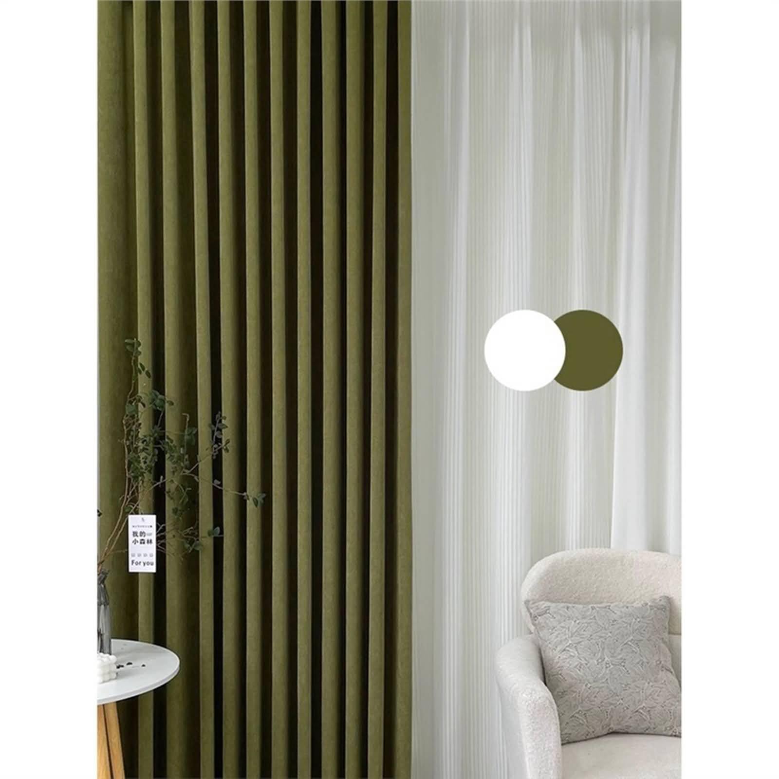 2 Panneaux Rideaux Occultant, Rideau Isolant Thermique Chenille à Oeillets Uni avec Texture À Rayures Ondulé Rideaux pour Chambre Salon Fenêtre Intérieurs Vert Olive, 96L x 160H cm