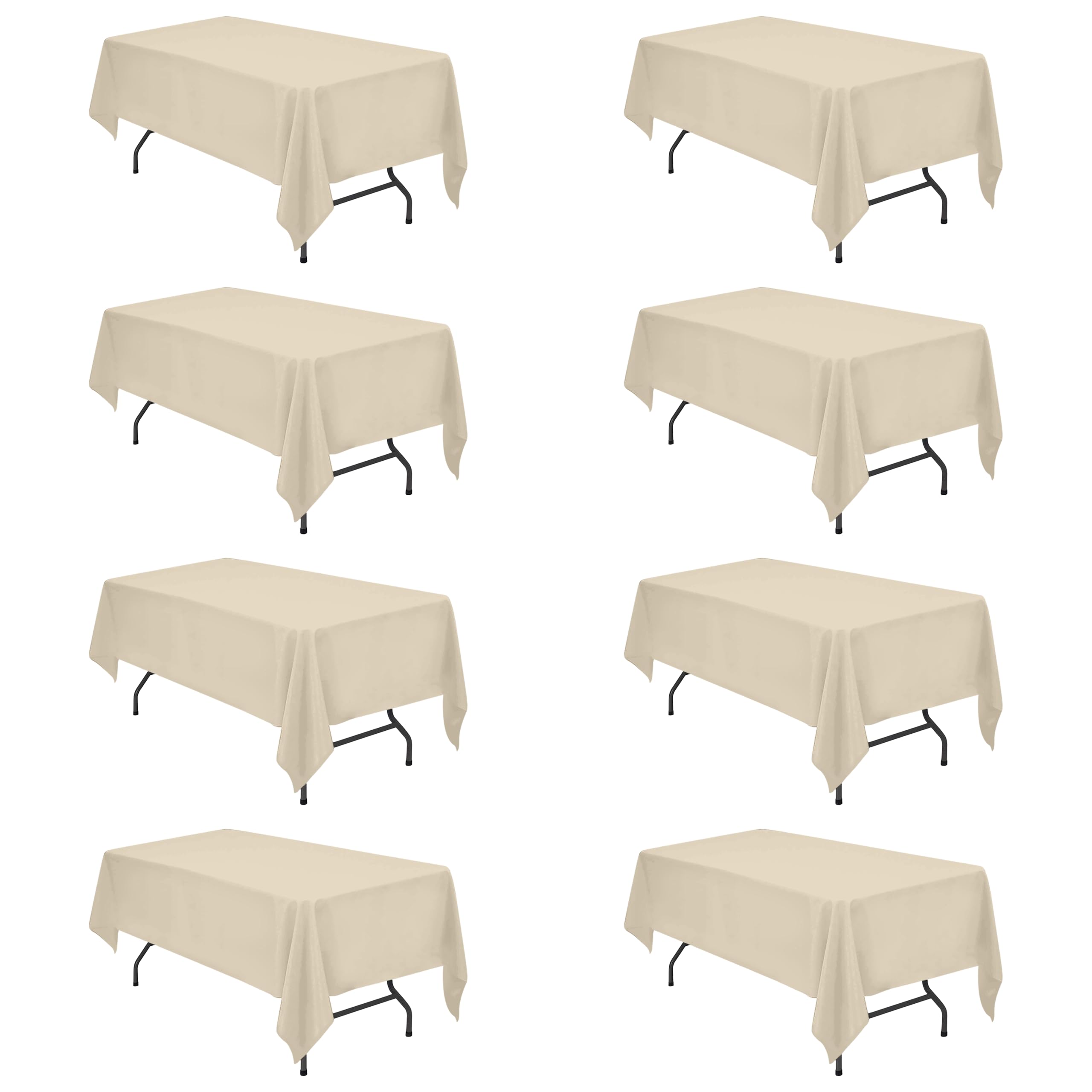 BRILLMAX 8 Pack Beige Tablecloths 60x102 Inch for 6ft Rectangle Tables