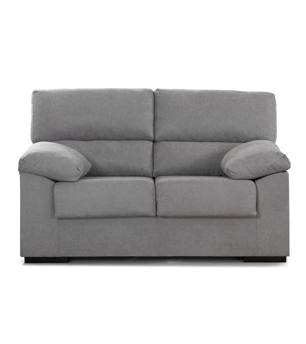 SWEET SOFA® - Sofá 2 plazas 140 cm Denver, sofá tapizado Antimanchas Gris Claro, sofá desenfundable Estructura Madera (97 Altura x 85 Prof)